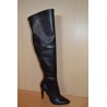 Full Black Leather High Boots