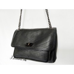 Black Leather Bag Shoulder Strap With Chain