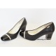 Black High Heels With A Gold Stripe